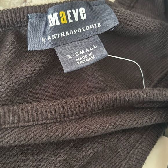 NWT Maeve Anthropologie Leather Bow strap tank top black XS - Picture 11 of 15